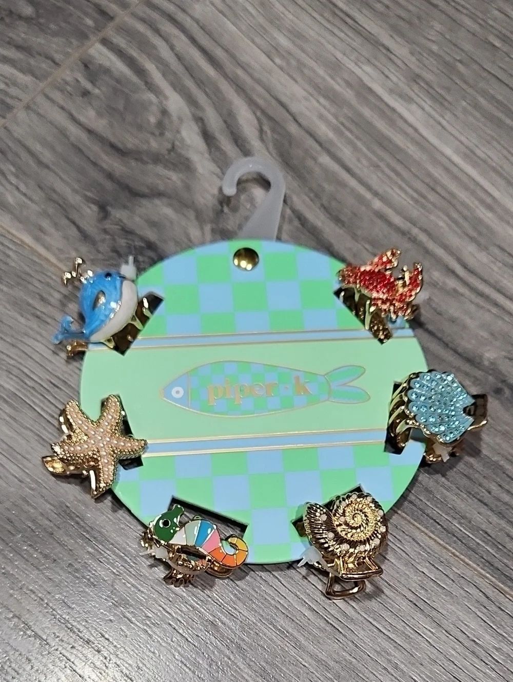 NWT Sea Life Enamel Mini Metal Hairclip Set with Starfish, Turtle, Crab, Fish